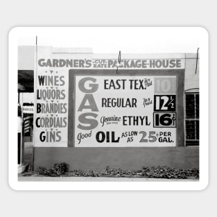 Discount Liquor & Gasoline, 1939. Vintage Photo Sticker